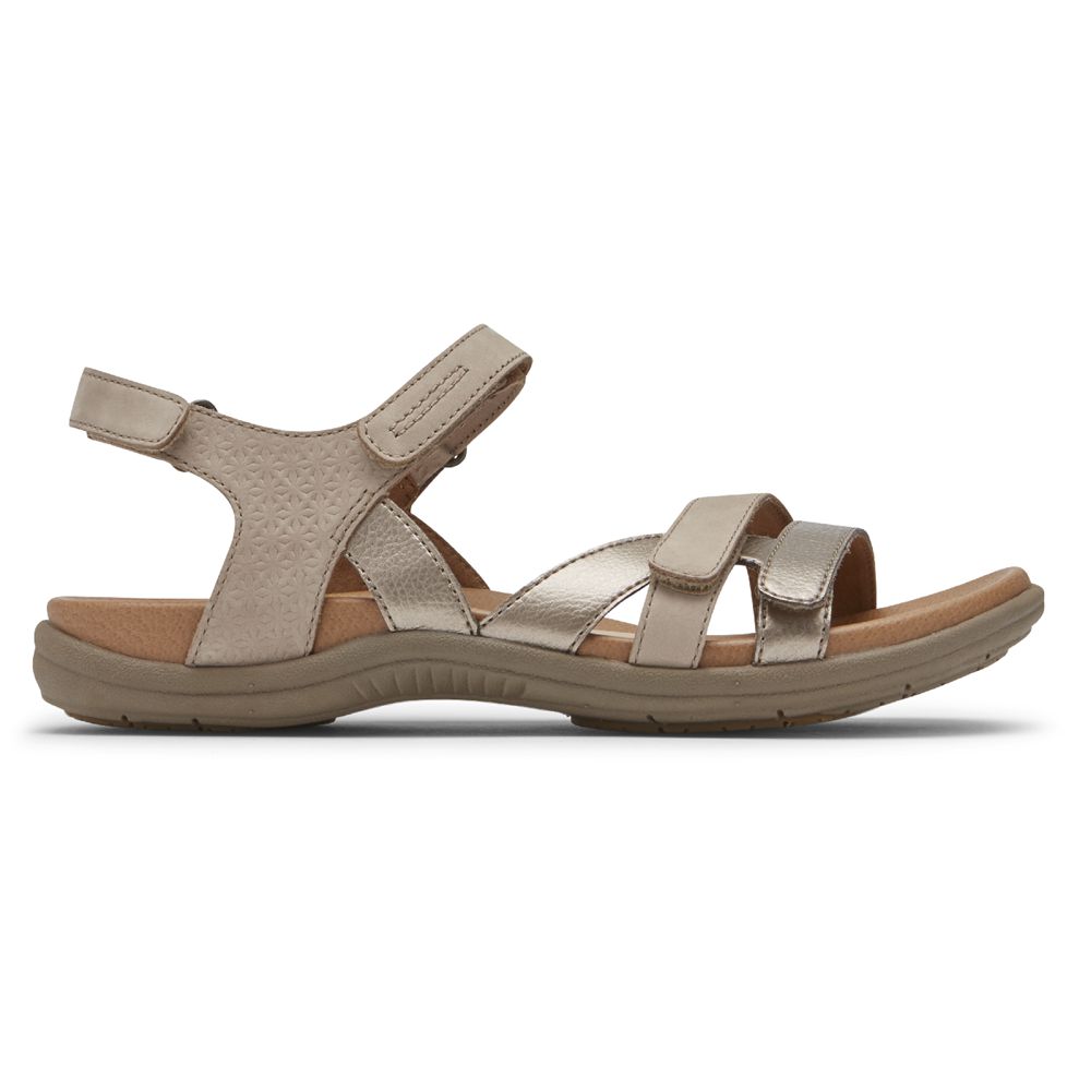 Sandali Rockport Donna - Cobb Hill Rubey 3-Strap - Grigie Scuro - XDHGVQB-92